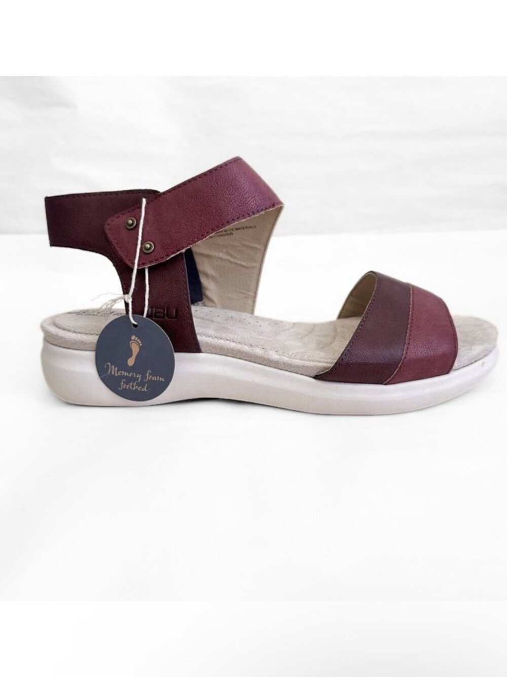 NWT JBU Jambu Memory Foam Sandals Women 9.5 Red Ankle Strap Doris Comfort